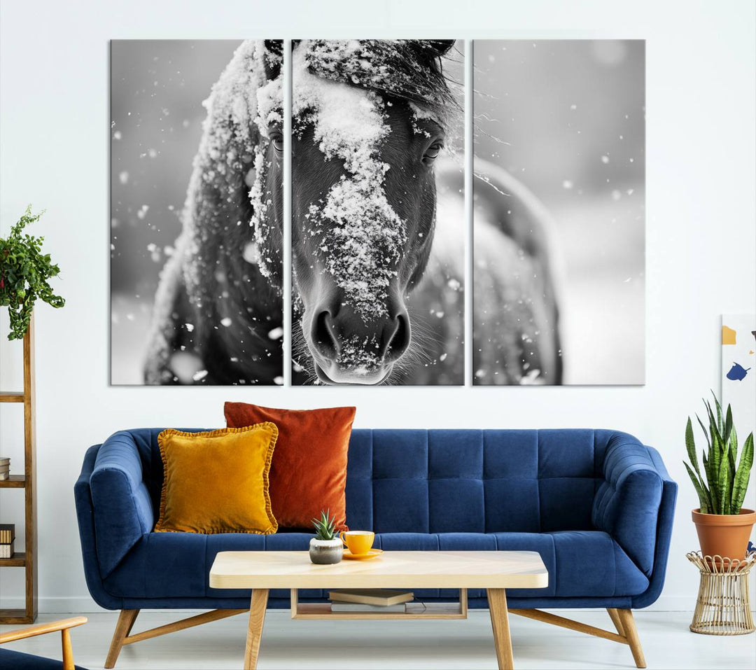 Winter Horse Snow Wall Art Canvas Print