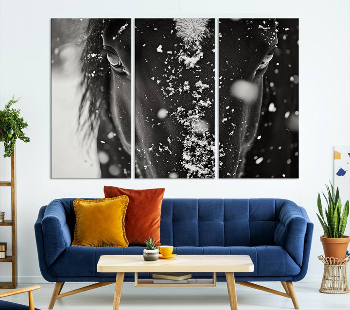 Winter Horse Snow Wall Art Canvas Print