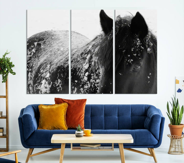 Winter Horse Snow Wall Art Canvas Print