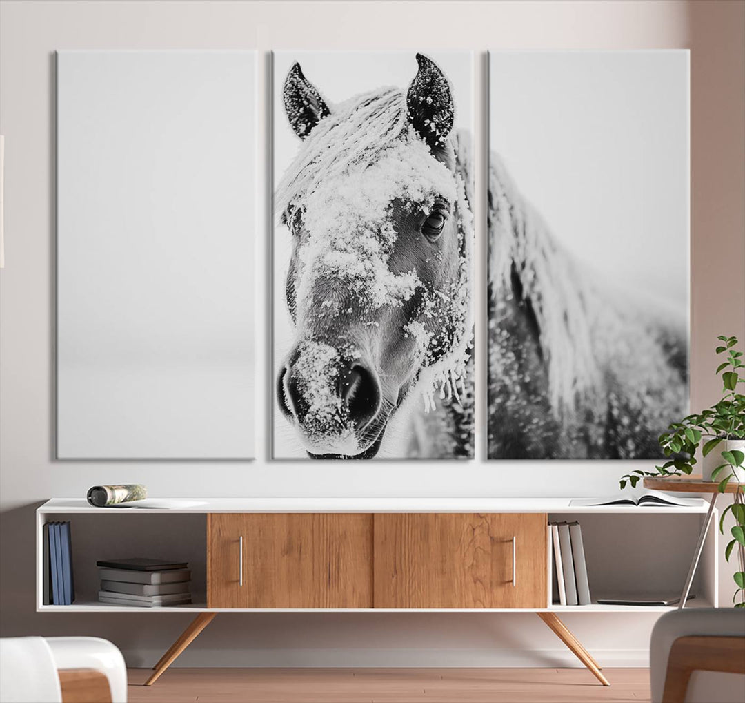 Winter Horse Snow Wall Art Canvas Print