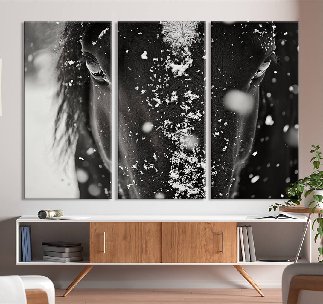 Winter Horse Snow Wall Art Canvas Print