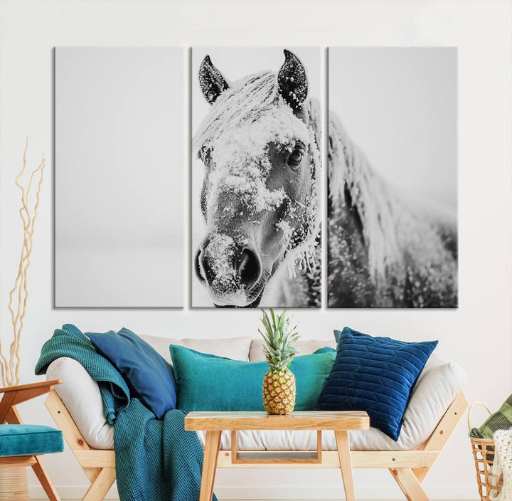 Winter Horse Snow Wall Art Canvas Print