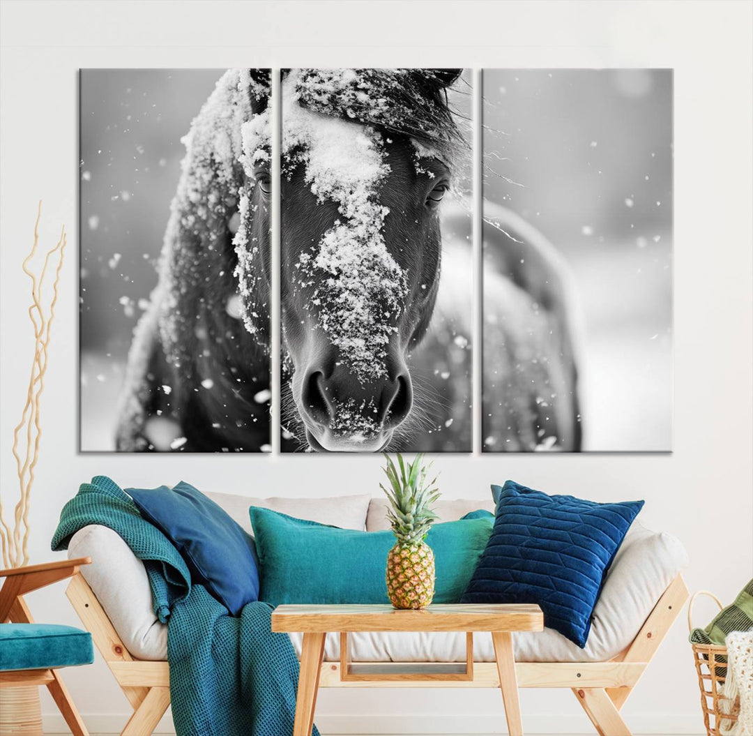 Winter Horse Snow Wall Art Canvas Print