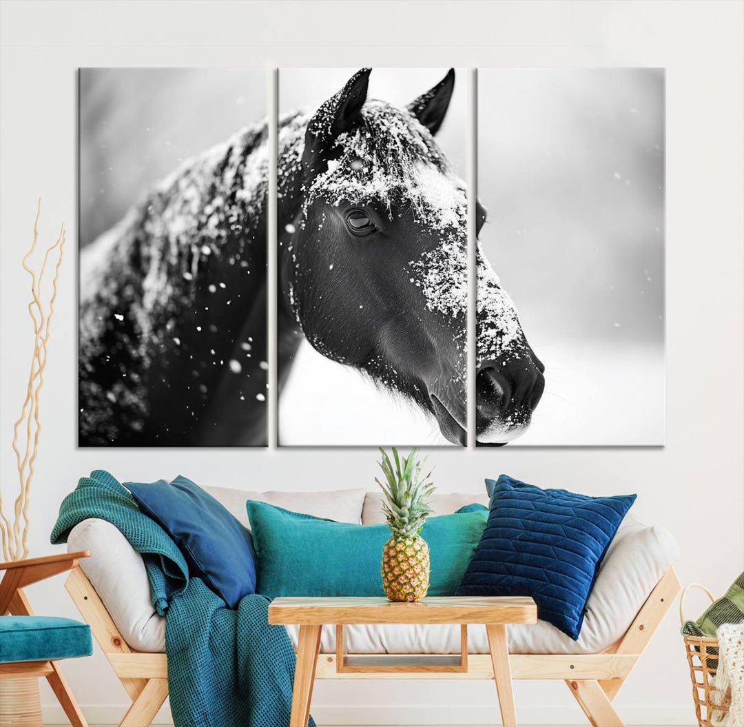 Winter Horse Snow Wall Art Canvas Print