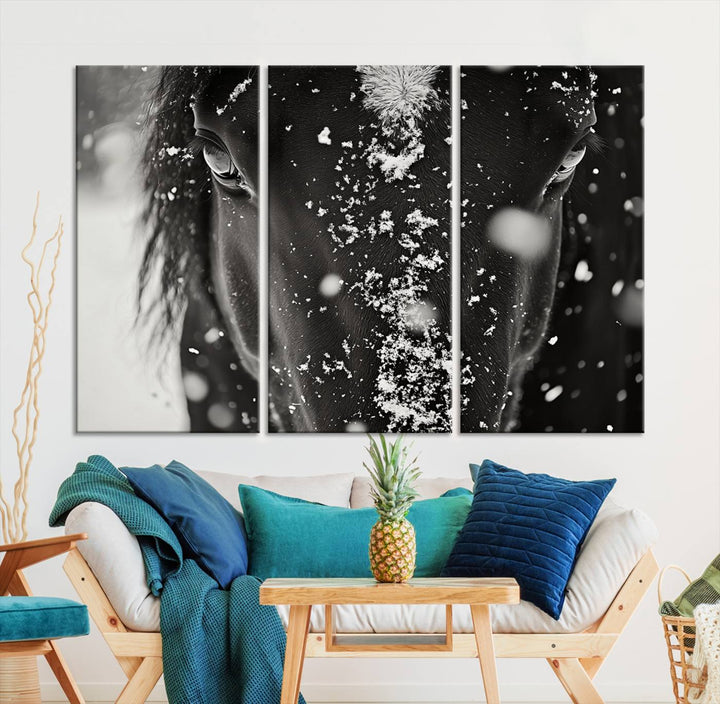 Winter Horse Snow Wall Art Canvas Print