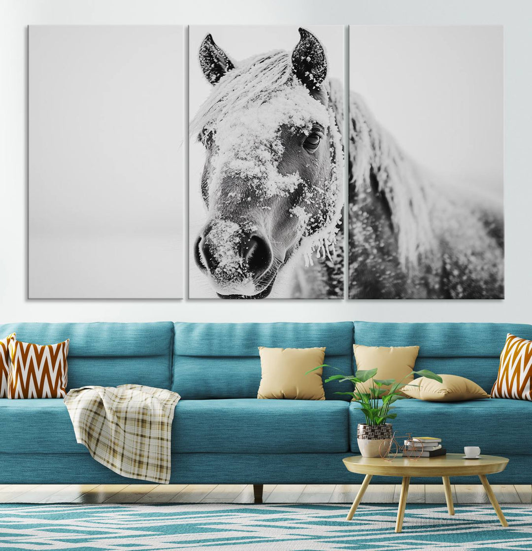 Winter Horse Snow Wall Art Canvas Print