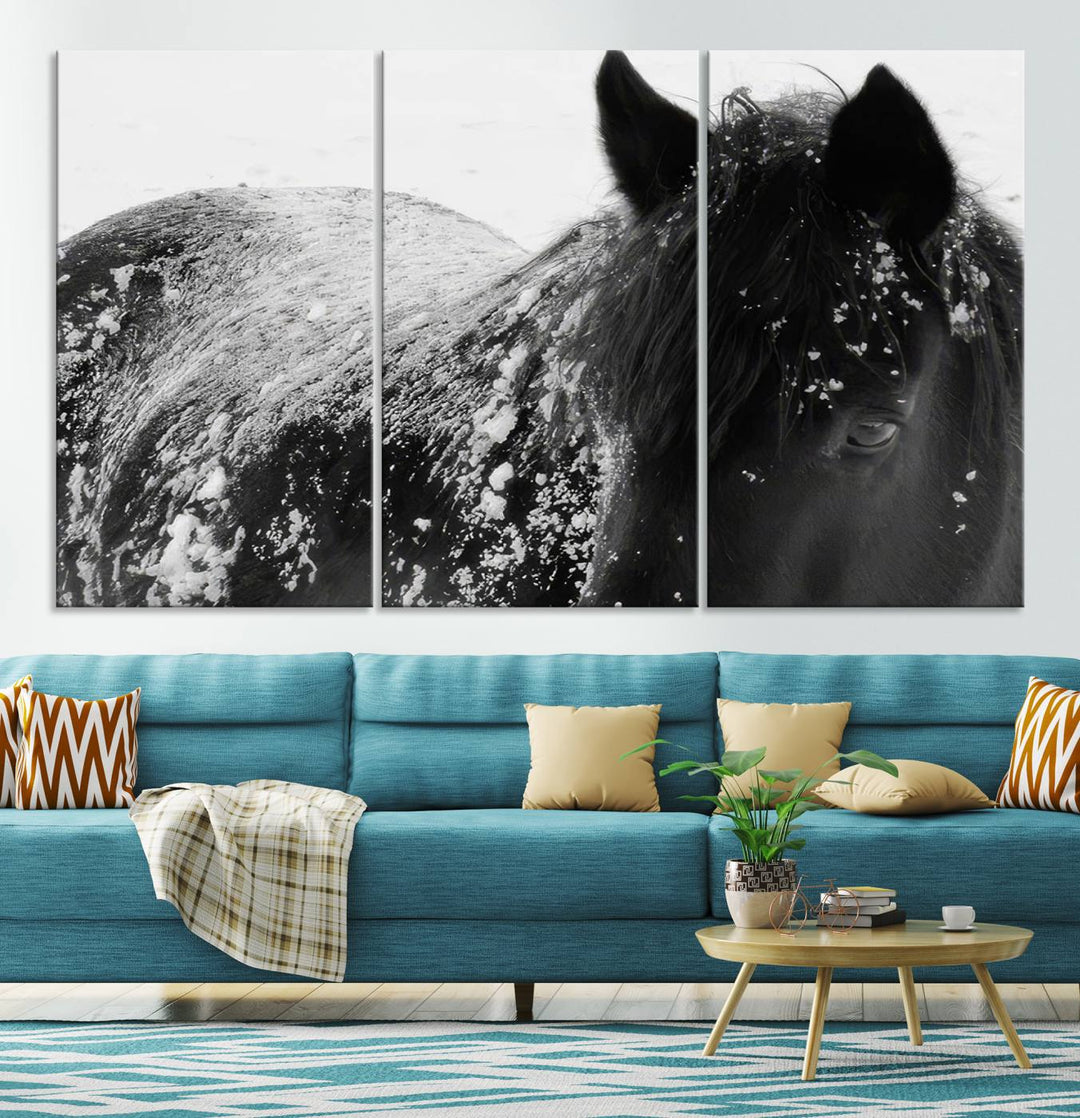 Winter Horse Snow Wall Art Canvas Print