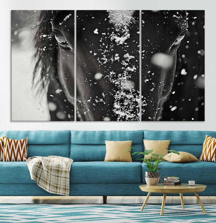 Winter Horse Snow Wall Art Canvas Print