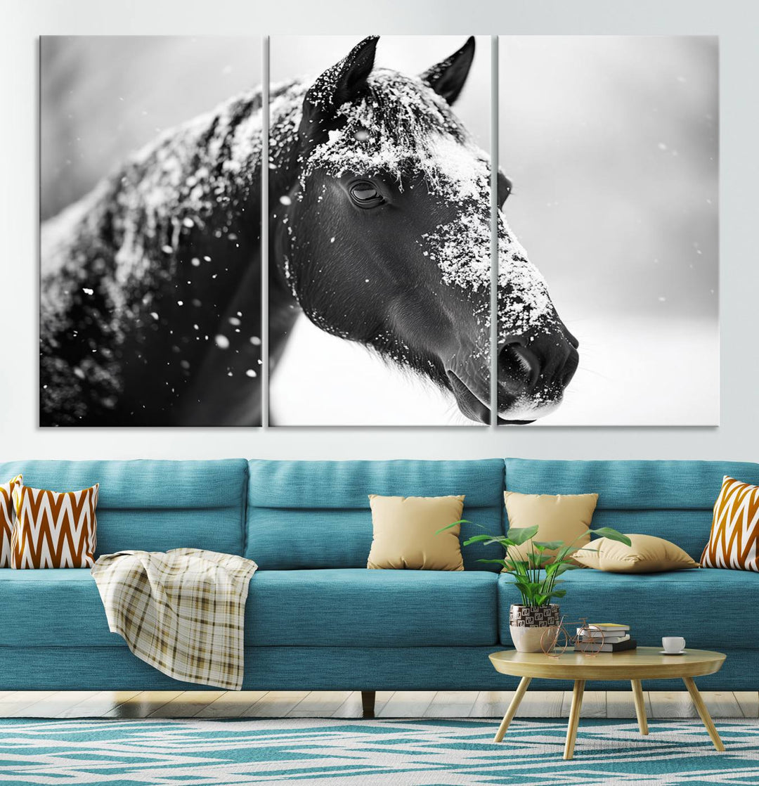 Winter Horse Snow Wall Art Canvas Print