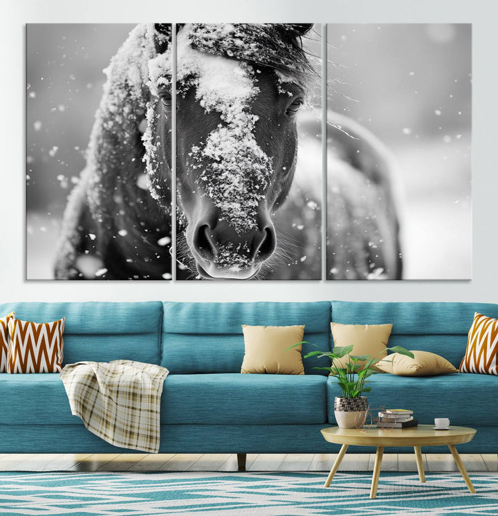 Winter Horse Snow Wall Art Canvas Print