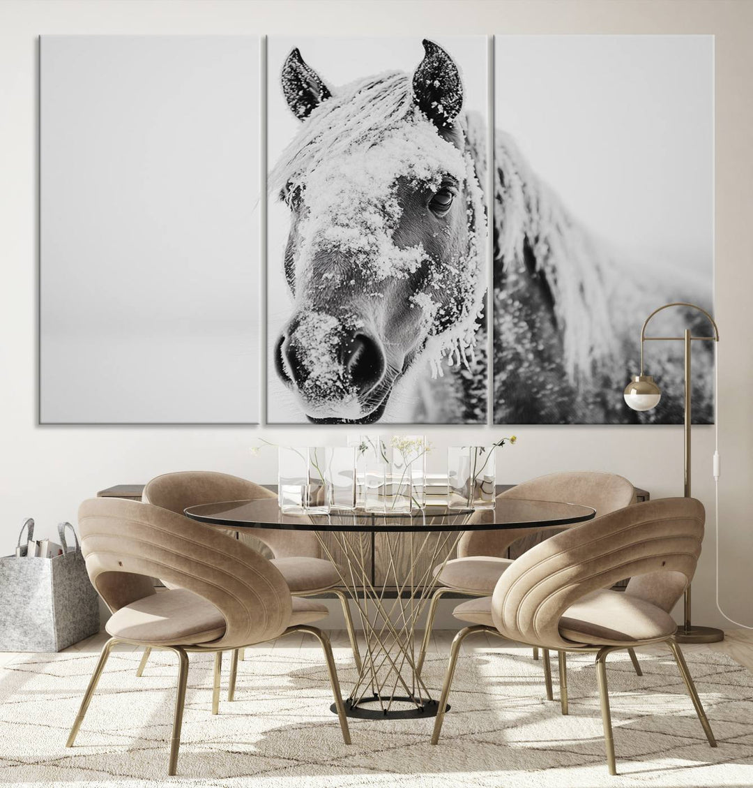 Winter Horse Snow Wall Art Canvas Print