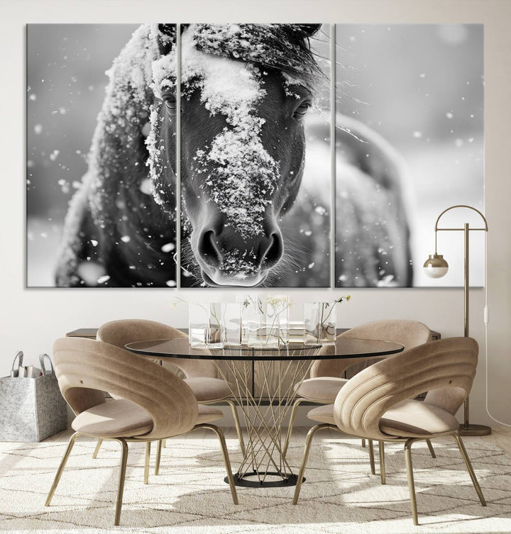 Winter Horse Snow Wall Art Canvas Print