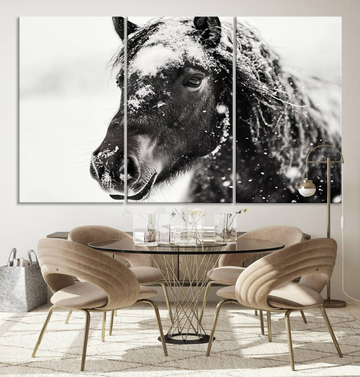 Winter Horse Snow Wall Art Canvas Print