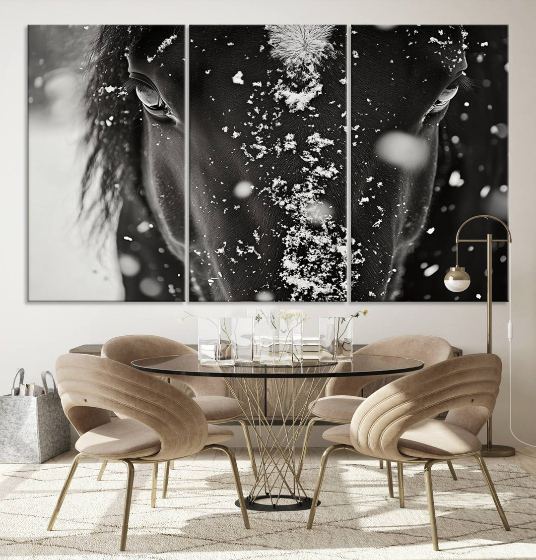 Winter Horse Snow Wall Art Canvas Print