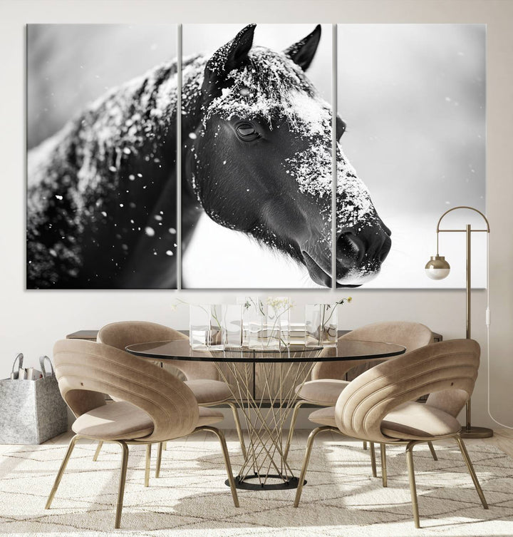 Winter Horse Snow Wall Art Canvas Print