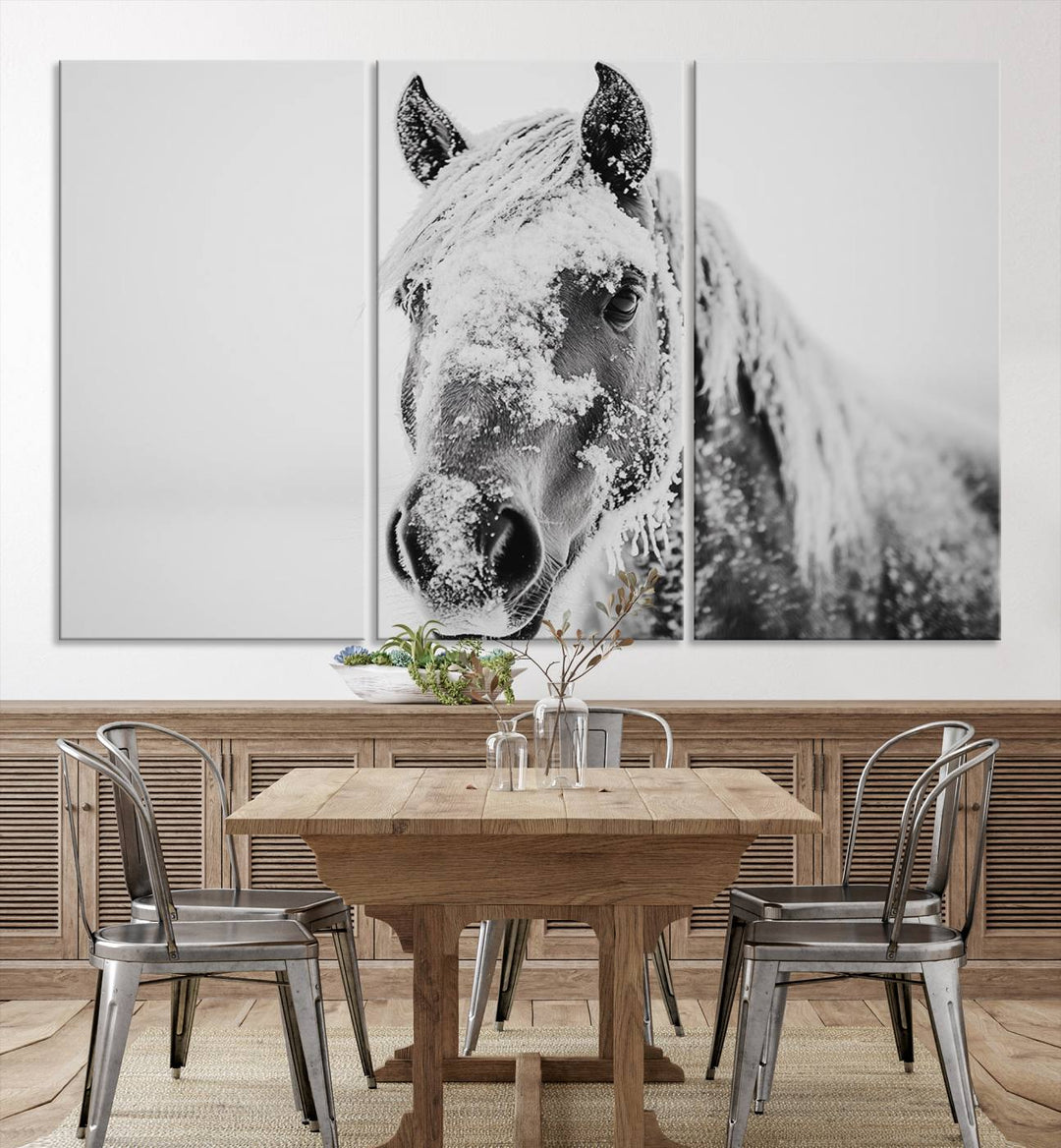 Winter Horse Snow Wall Art Canvas Print