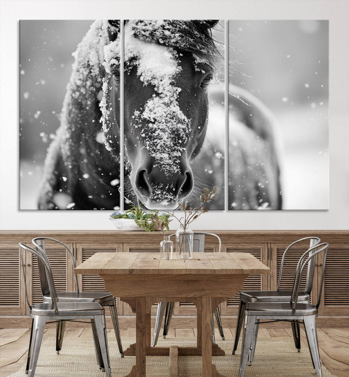 Winter Horse Snow Wall Art Canvas Print