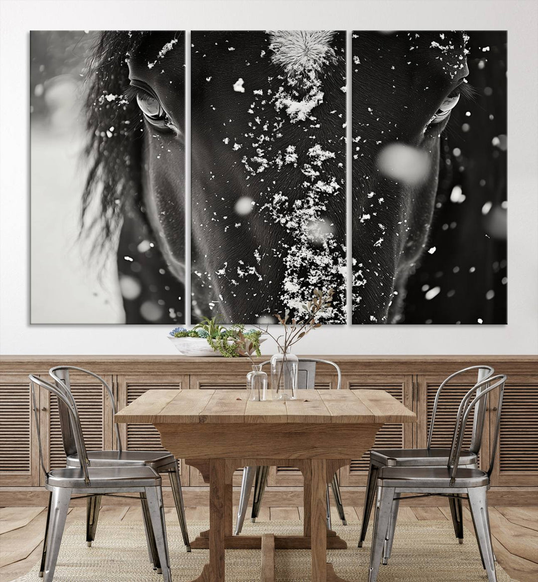 Winter Horse Snow Wall Art Canvas Print