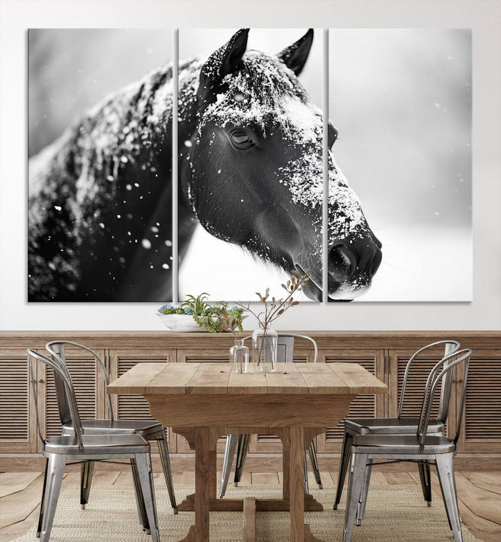 Winter Horse Snow Wall Art Canvas Print