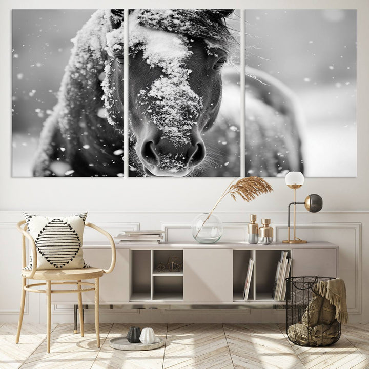 Winter Horse Snow Wall Art Canvas Print