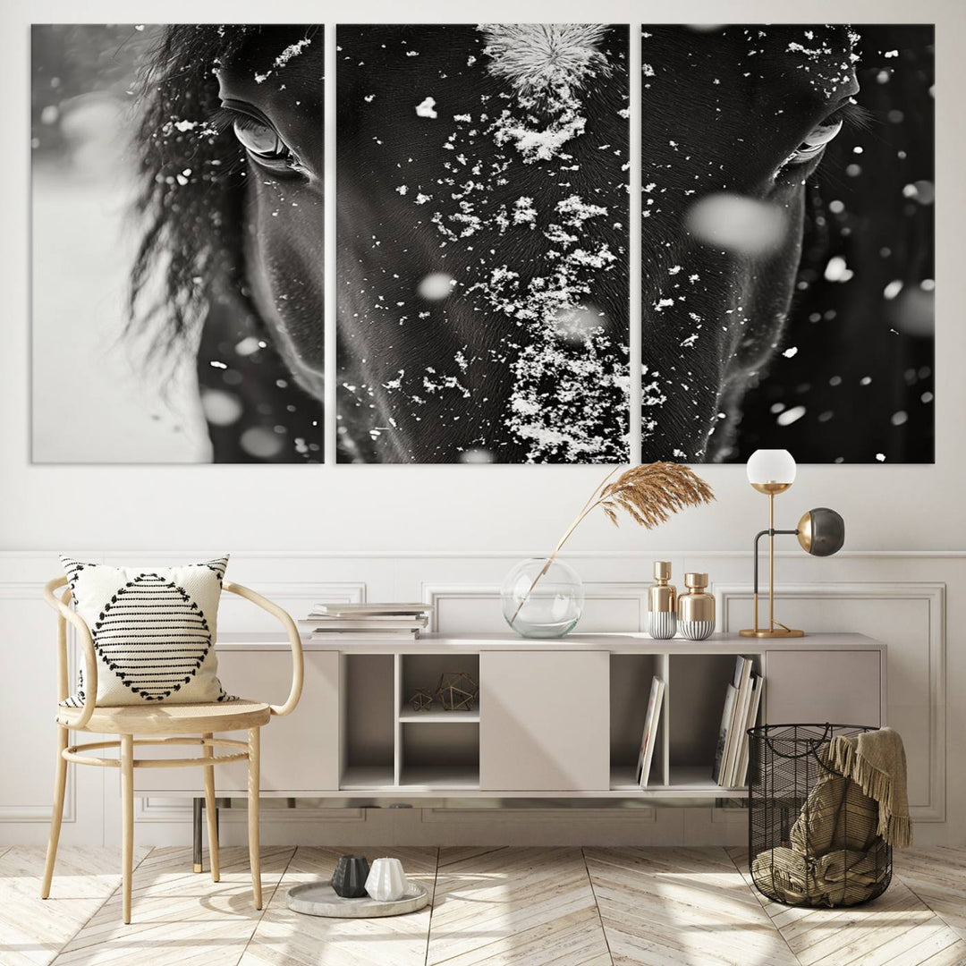 Winter Horse Snow Wall Art Canvas Print