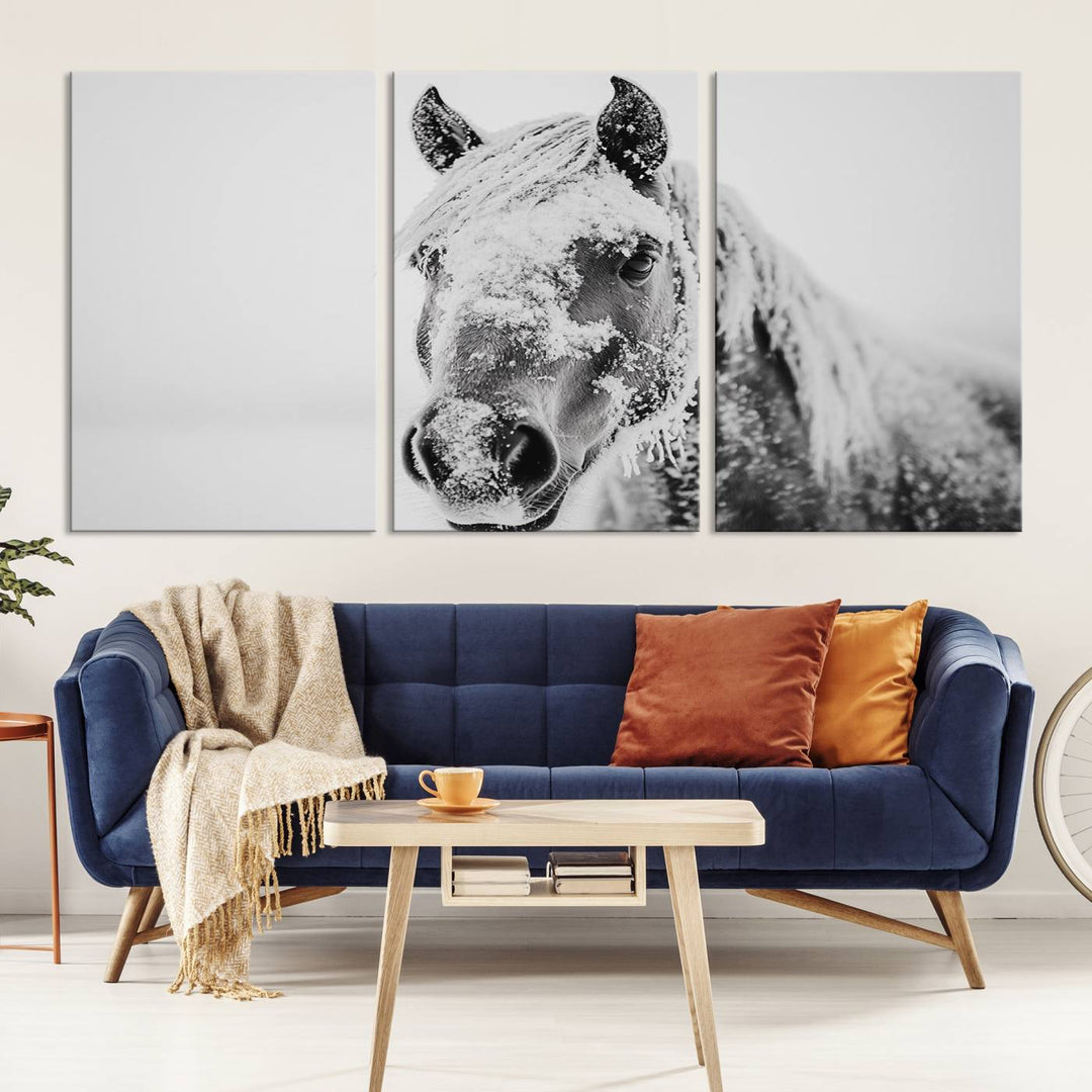 Winter Horse Snow Wall Art Canvas Print