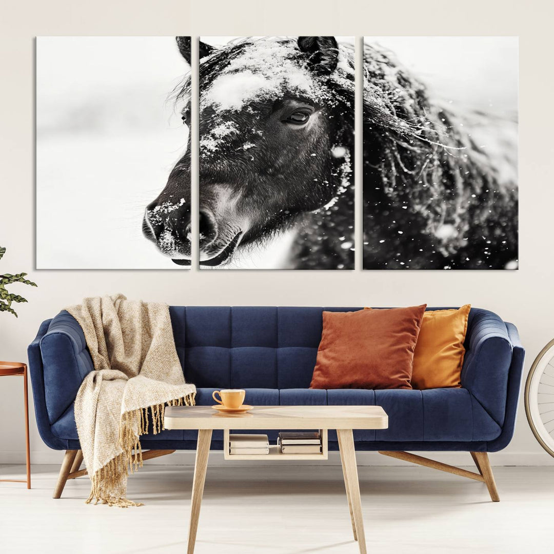 Winter Horse Snow Wall Art Canvas Print