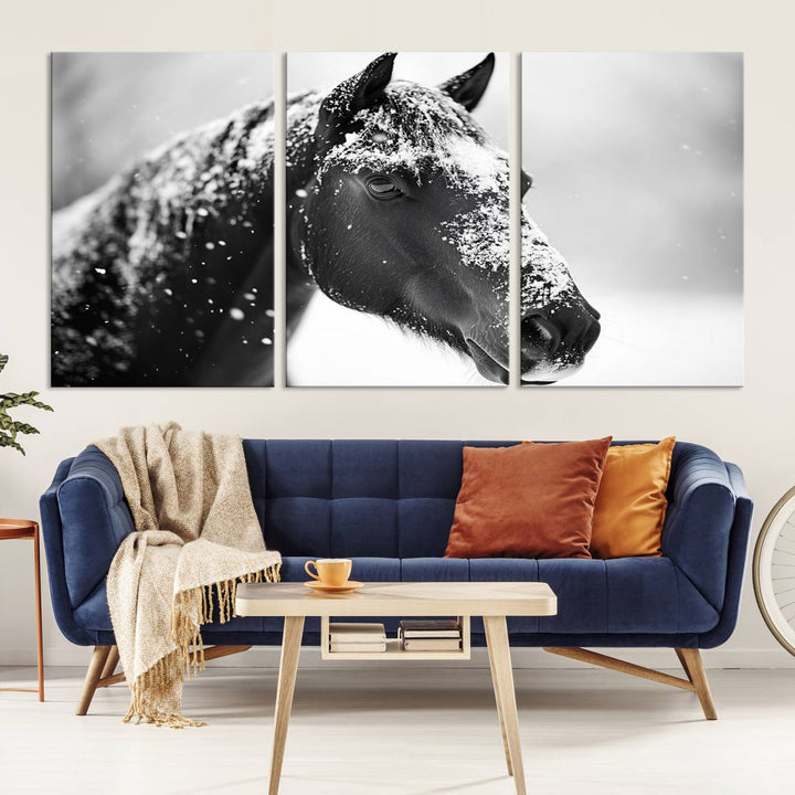 Winter Horse Snow Wall Art Canvas Print