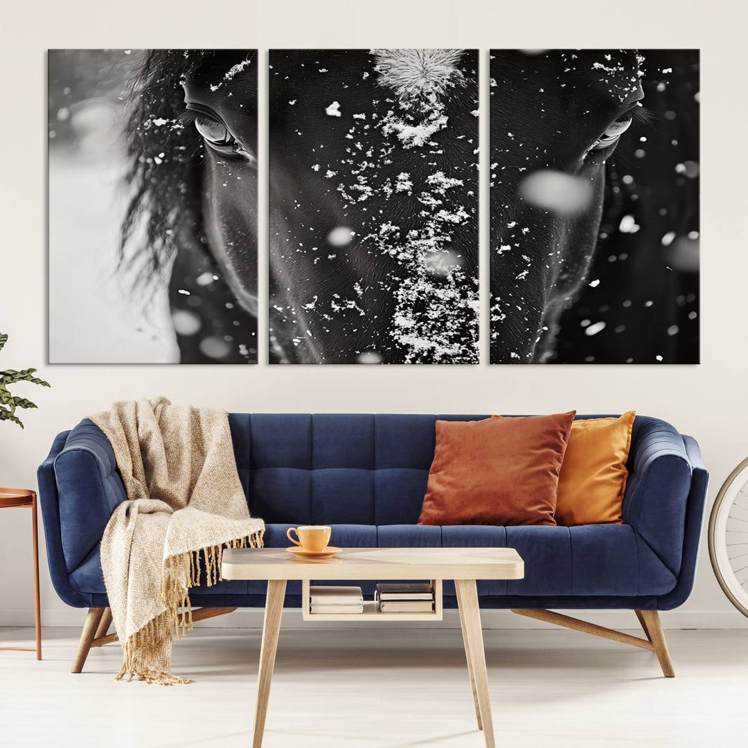 Winter Horse Snow Wall Art Canvas Print