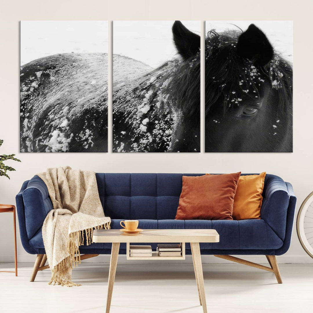 Winter Horse Snow Wall Art Canvas Print