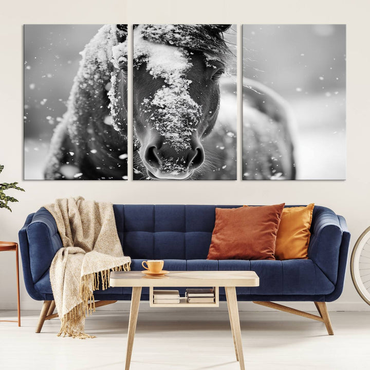 Winter Horse Snow Wall Art Canvas Print