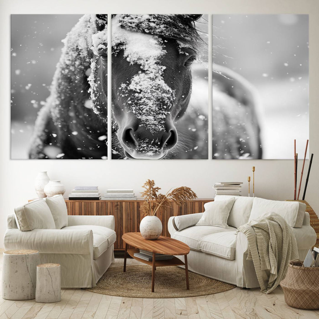 Winter Horse Snow Wall Art Canvas Print