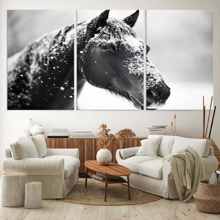 Winter Horse Snow Wall Art Canvas Print