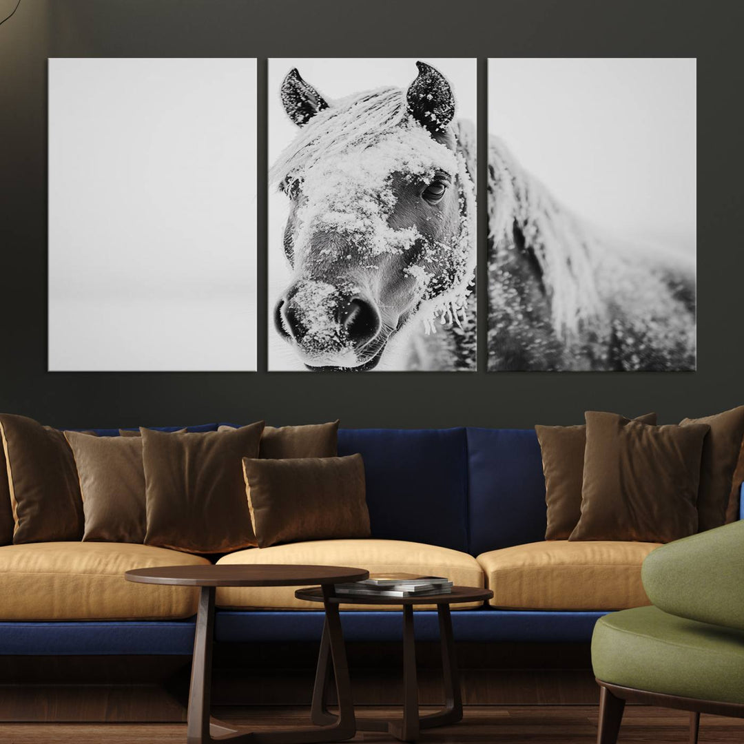 Winter Horse Snow Wall Art Canvas Print