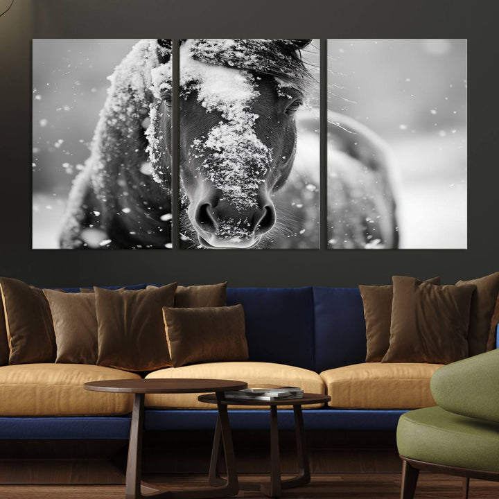 Winter Horse Snow Wall Art Canvas Print