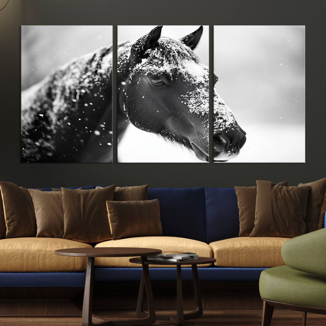 Winter Horse Snow Wall Art Canvas Print