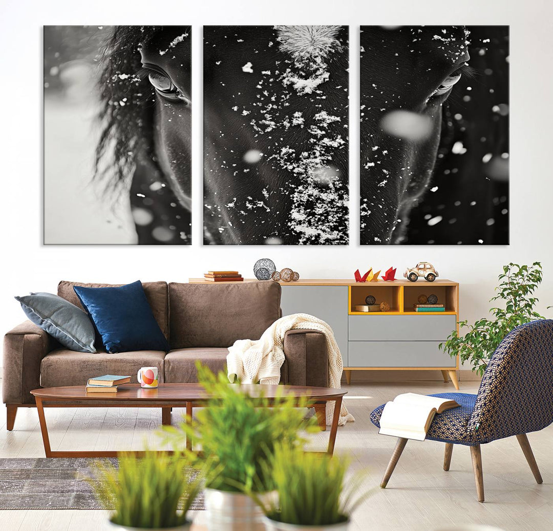 Winter Horse Snow Wall Art Canvas Print