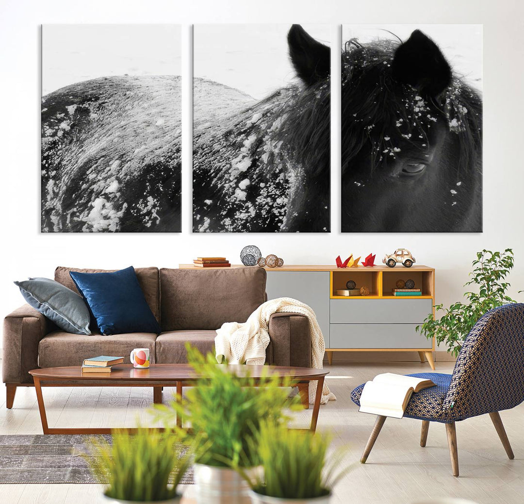 Winter Horse Snow Wall Art Canvas Print