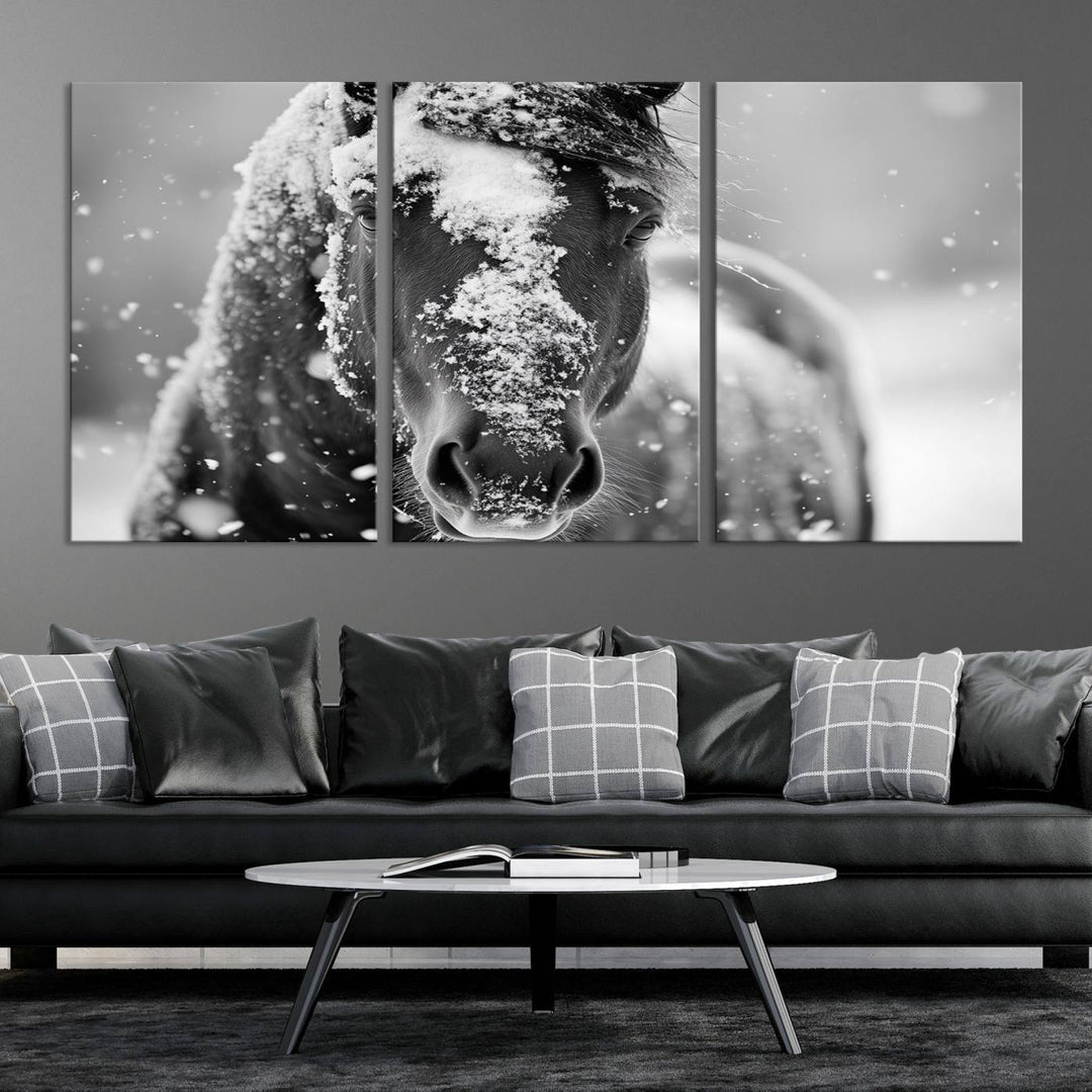 Winter Horse Snow Wall Art Canvas Print