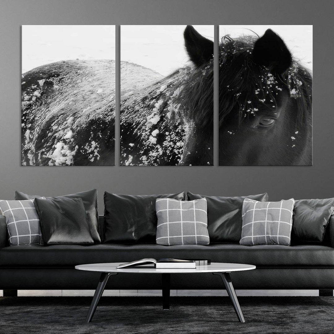 Winter Horse Snow Wall Art Canvas Print