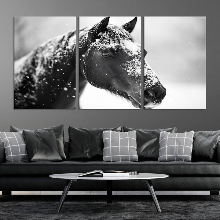 Winter Horse Snow Wall Art Canvas Print