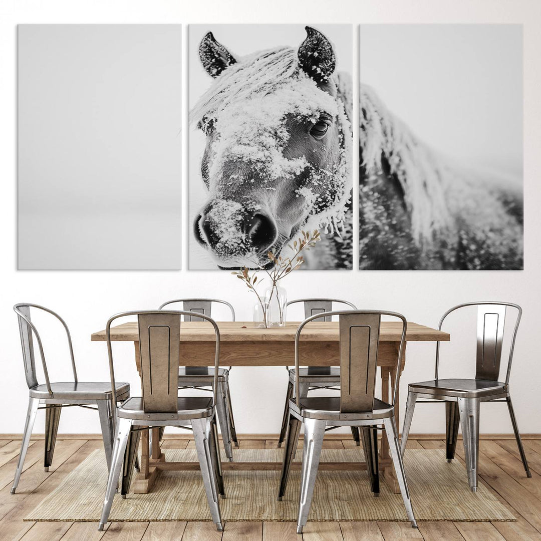 Winter Horse Snow Wall Art Canvas Print