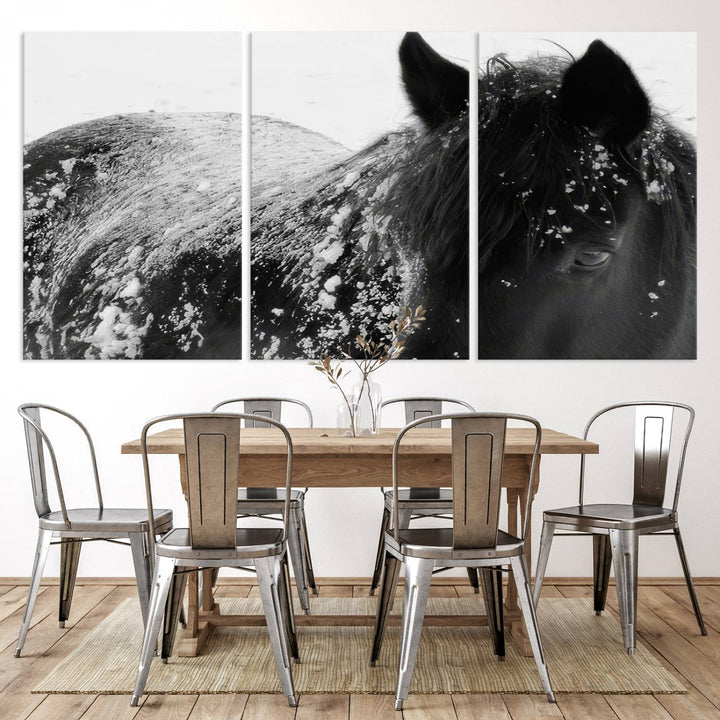 Winter Horse Snow Wall Art Canvas Print