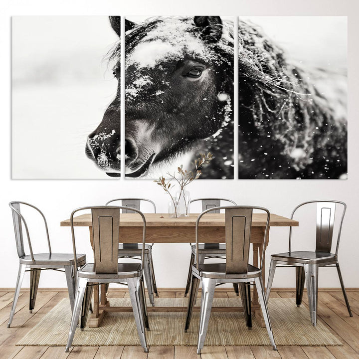 Winter Horse Snow Wall Art Canvas Print