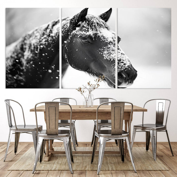 Winter Horse Snow Wall Art Canvas Print