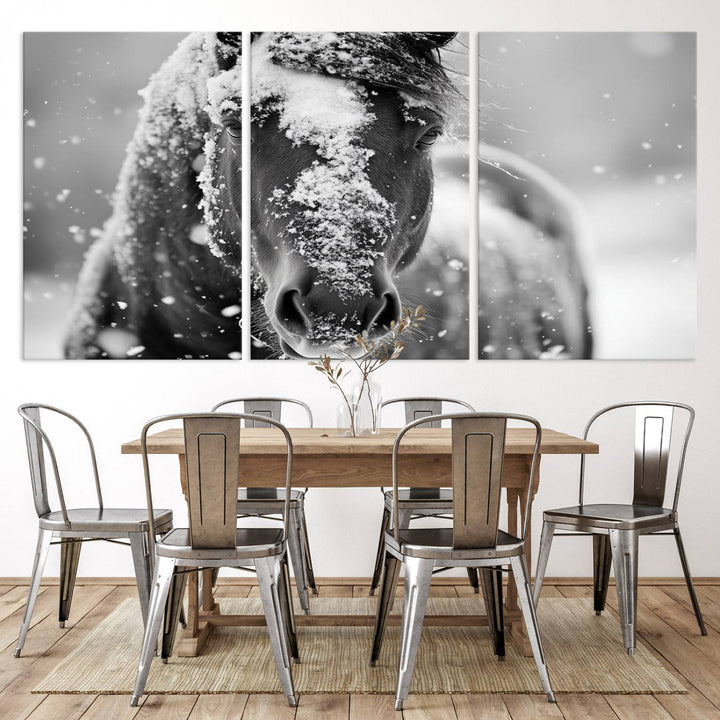 Winter Horse Snow Wall Art Canvas Print