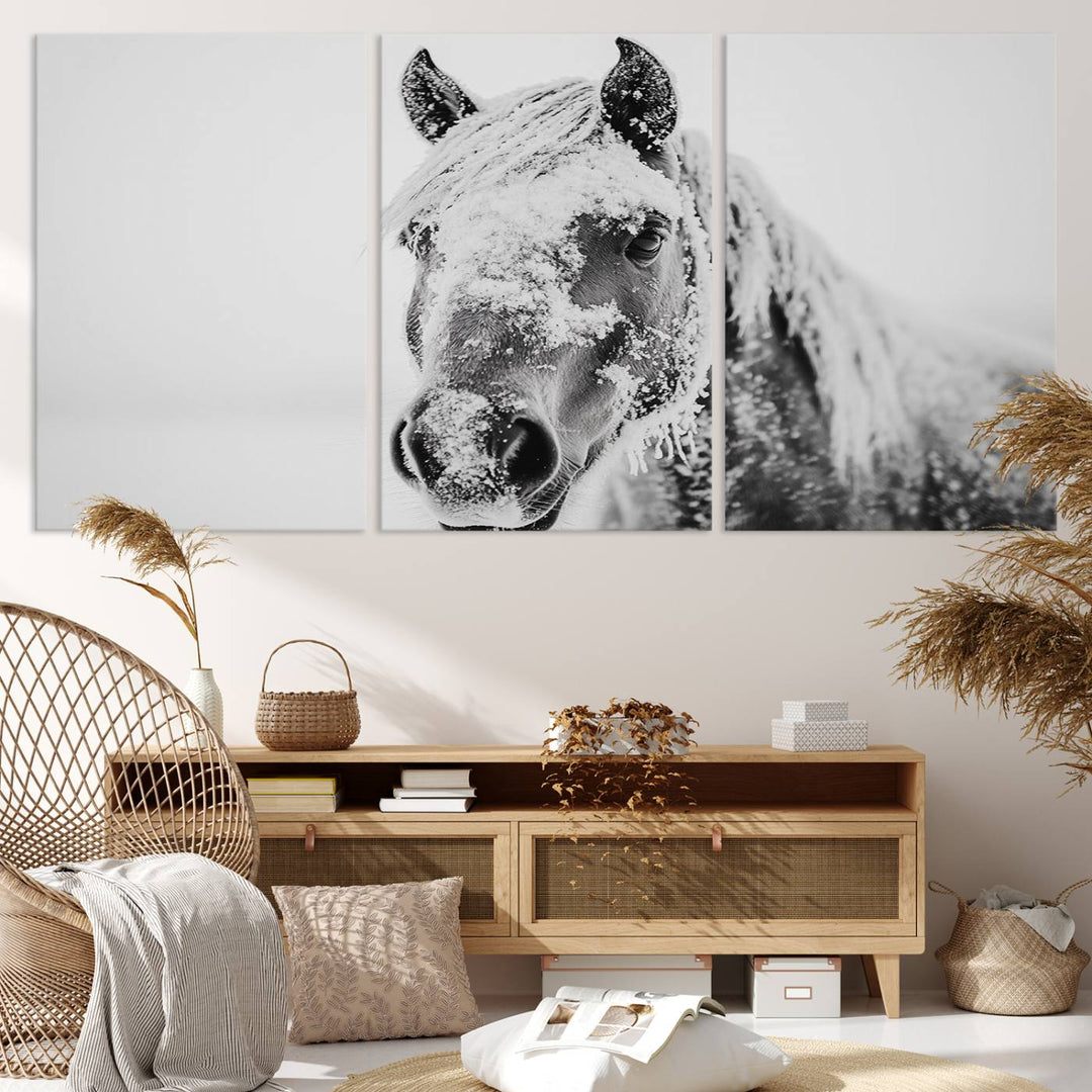 Winter Horse Snow Wall Art Canvas Print