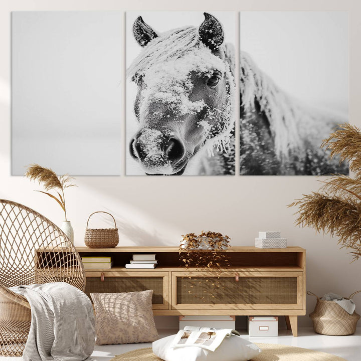 Winter Horse Snow Wall Art Canvas Print