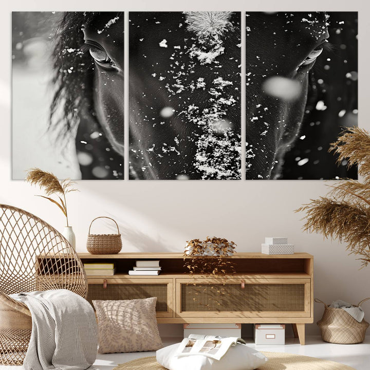 Winter Horse Snow Wall Art Canvas Print