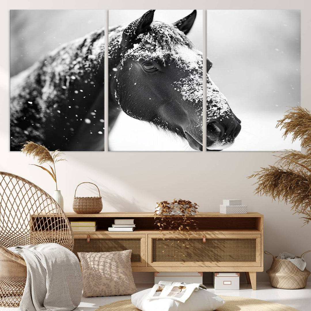 Winter Horse Snow Wall Art Canvas Print